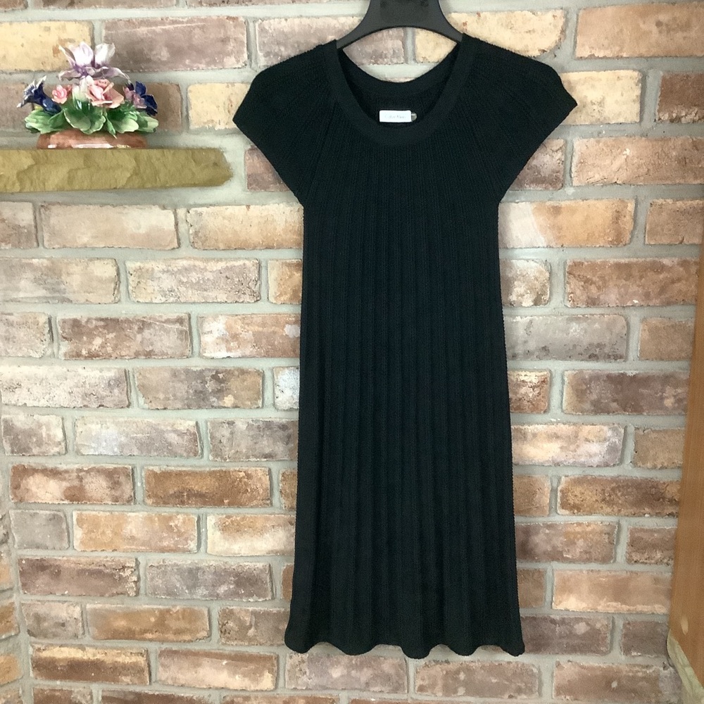 CALVIN KLEIN Black Cable-Knit Midi Sweater Dress - Picture 8 of 9